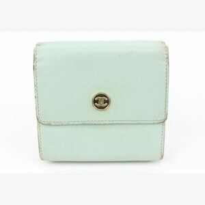 Chanel Seafoam Green Calfskin Button Line Compact Trifold Wallet 54ck325s